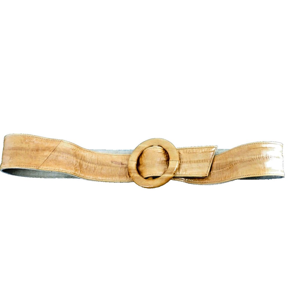 Sunco Korea Brown Leather sz Large Wide Adjustable Belt 35" Long x 2" Wide